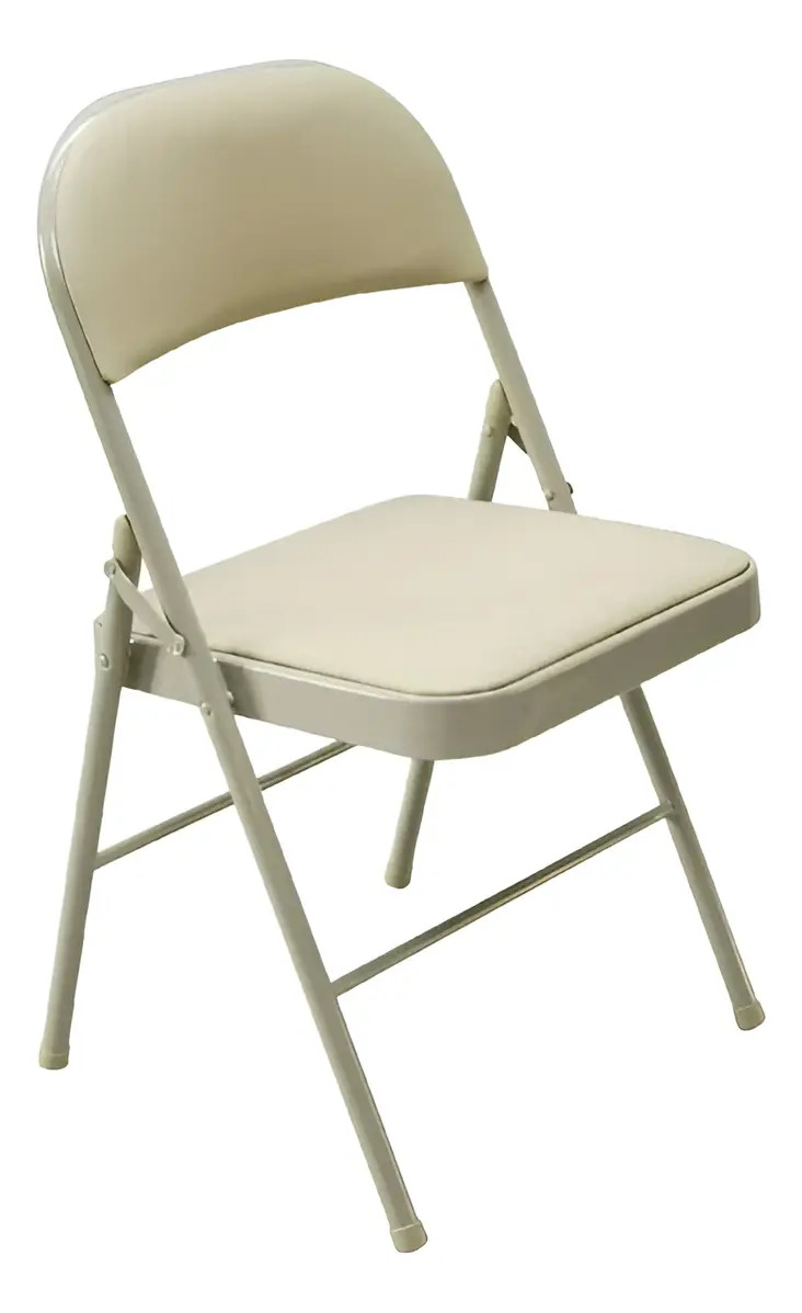 Silla Plegable Importada Metálica Con Vinil Beige 4 Pack Blanco - vista 1