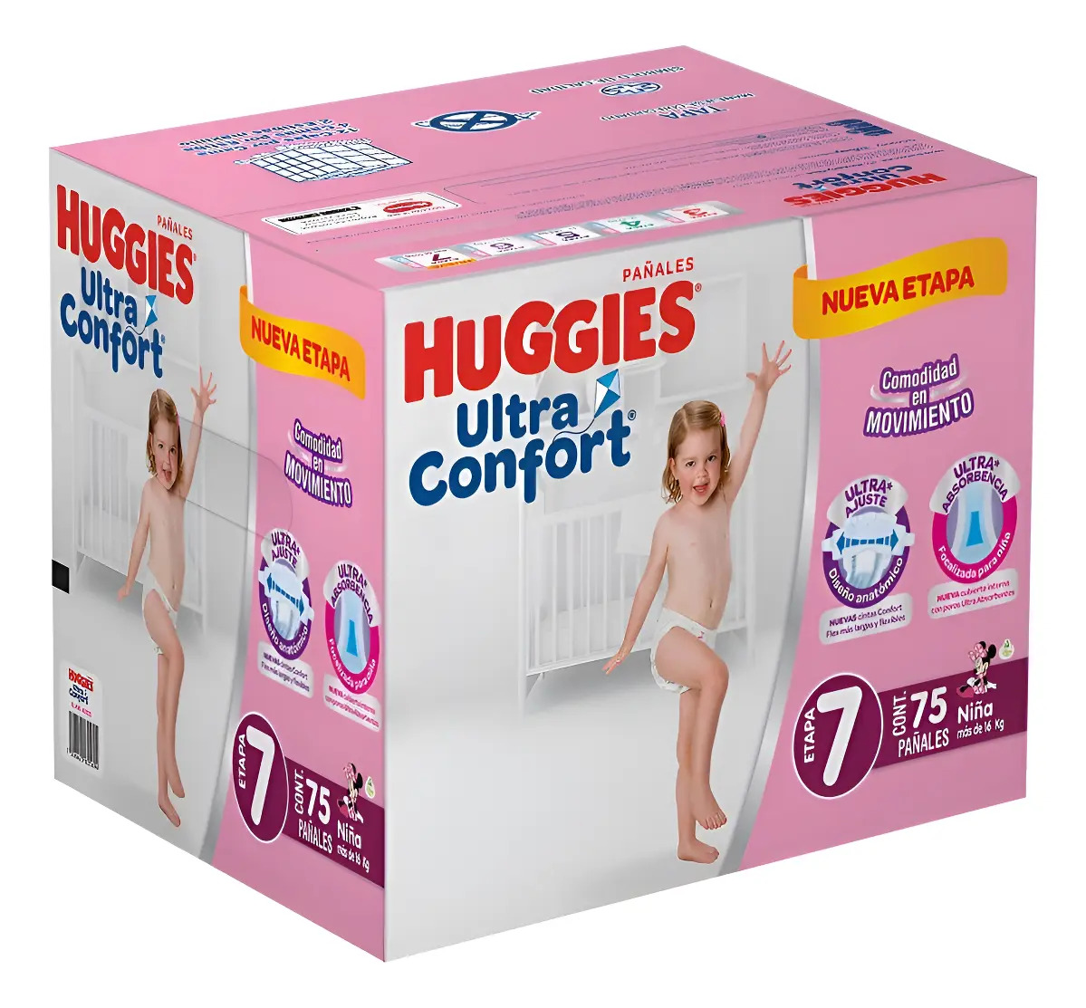 Pañales Huggies Ultra Confort Etapa 7 Niña 75 Pañales Msi Mas De 16 Kg Niñas - vista 1