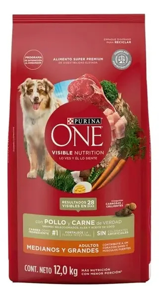 Alimento Para Perro Pollo Y Carne 12kg Purina One Em - vista 1
