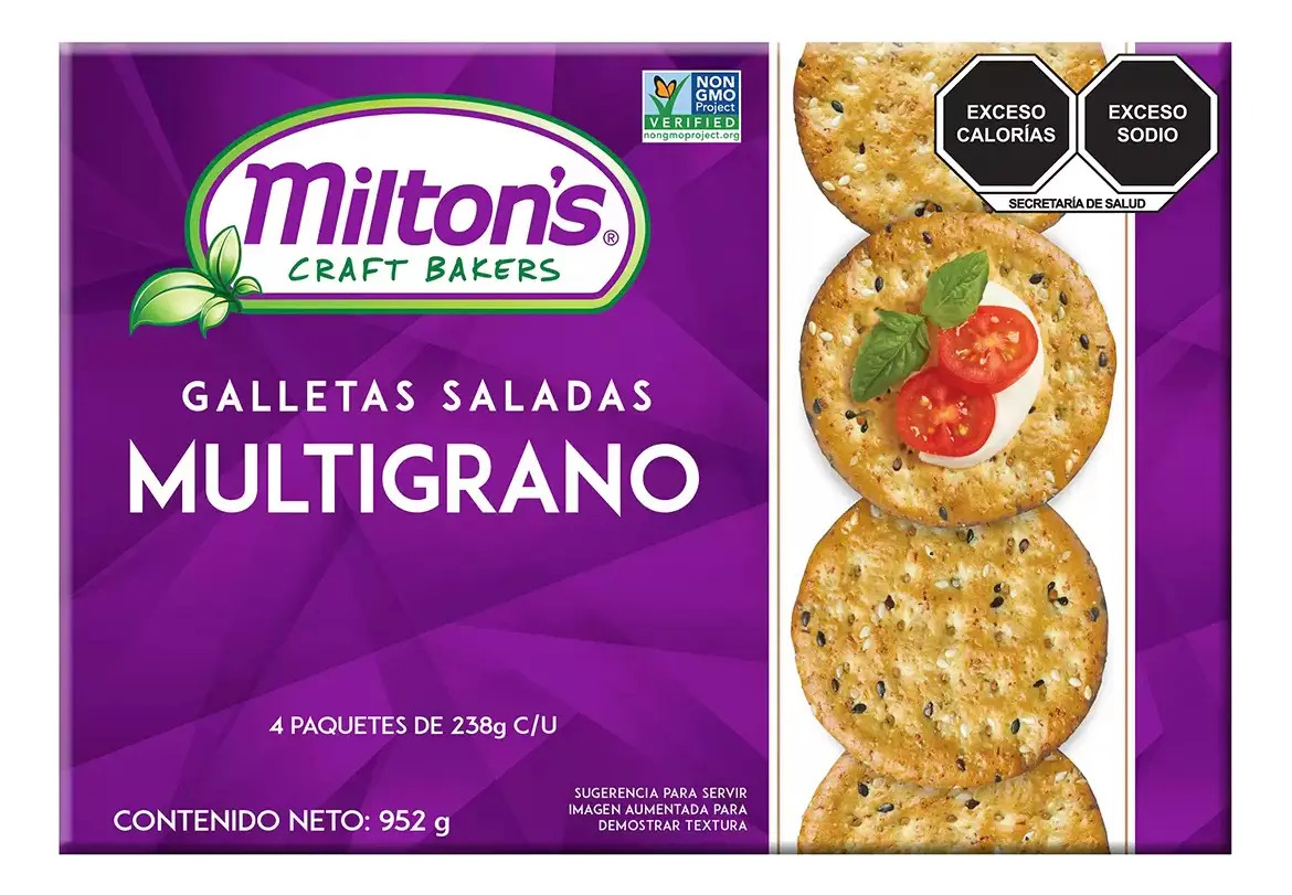 Galletas Saladas Multigrano Milton's 4 Cajas Msi