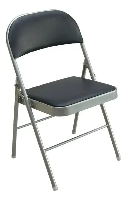 Silla Plegable Importada Metálica Con Vinil Negro 10 Piezas Negro