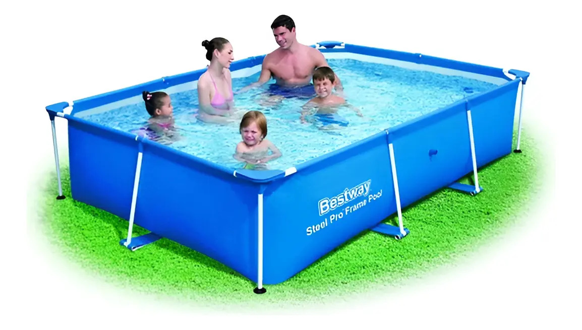 Alberca Familiar Rectangular 3m X 2m Azul Lisa
