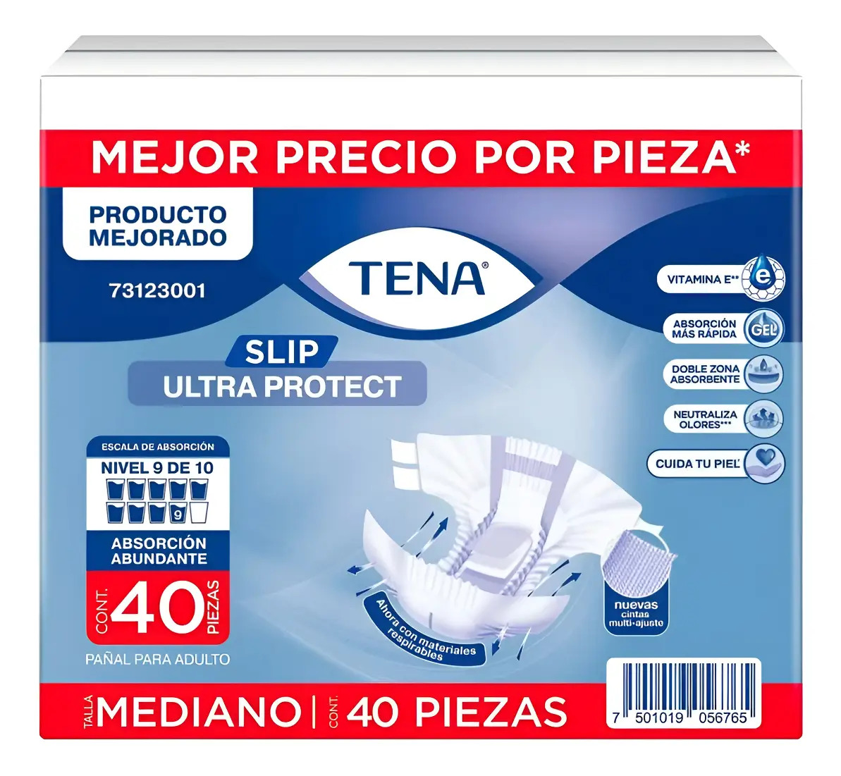 Tena Pañal Para Adulto Slip Ultra Protect Mediano 40 Pzas Mediano