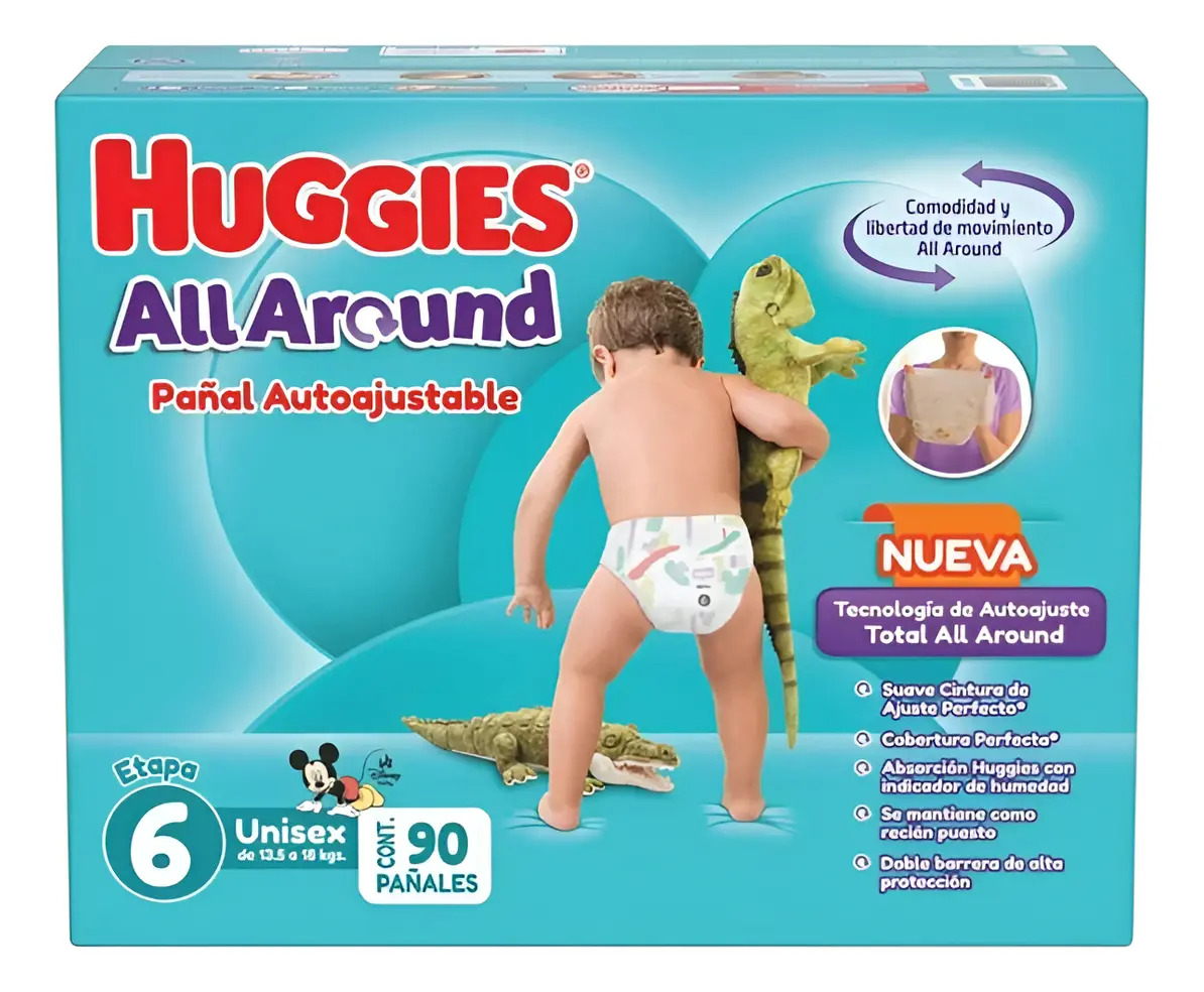 Huggies All Around - Pañales, Unisex, Etapa 6, 90pz Etapa 6 Sin Género
