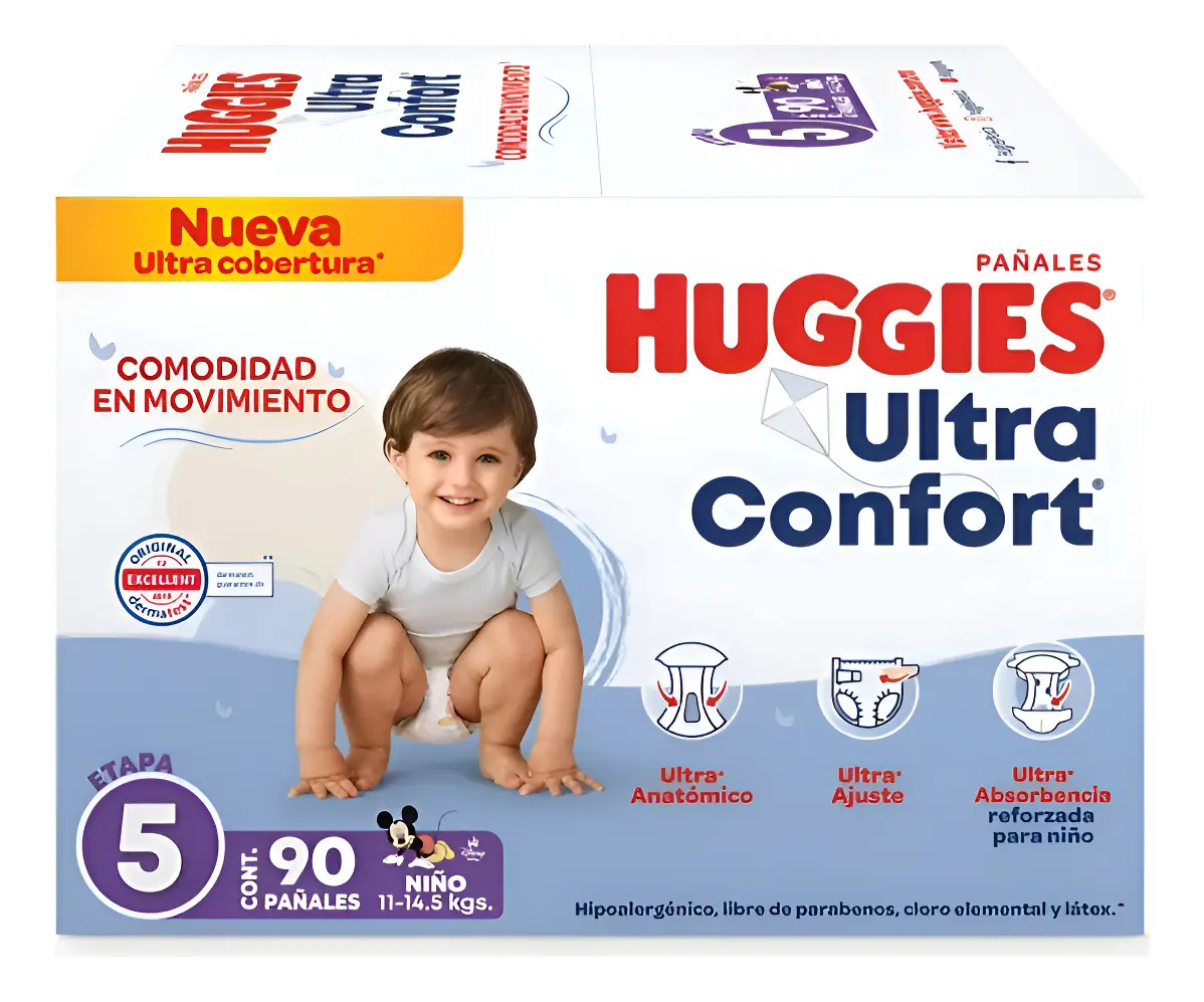 Pañales Etapa 5 Huggies Ultraconfort Niño 90 Piezas1 11 A 14.5 Kgs Niños