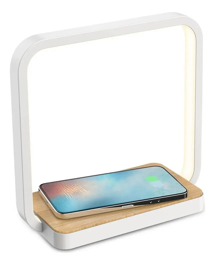 Lampara Led Con Cargador Inalambrico Para Celular Blanco
