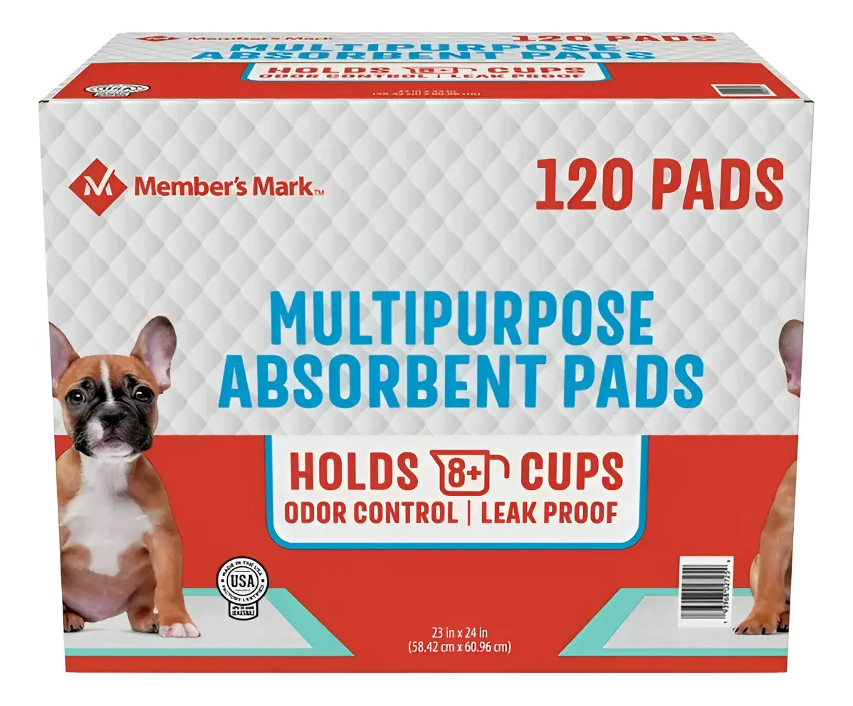Pañal Entrenador Para Perro Members Mark 120 Piezas Blanco Mediano