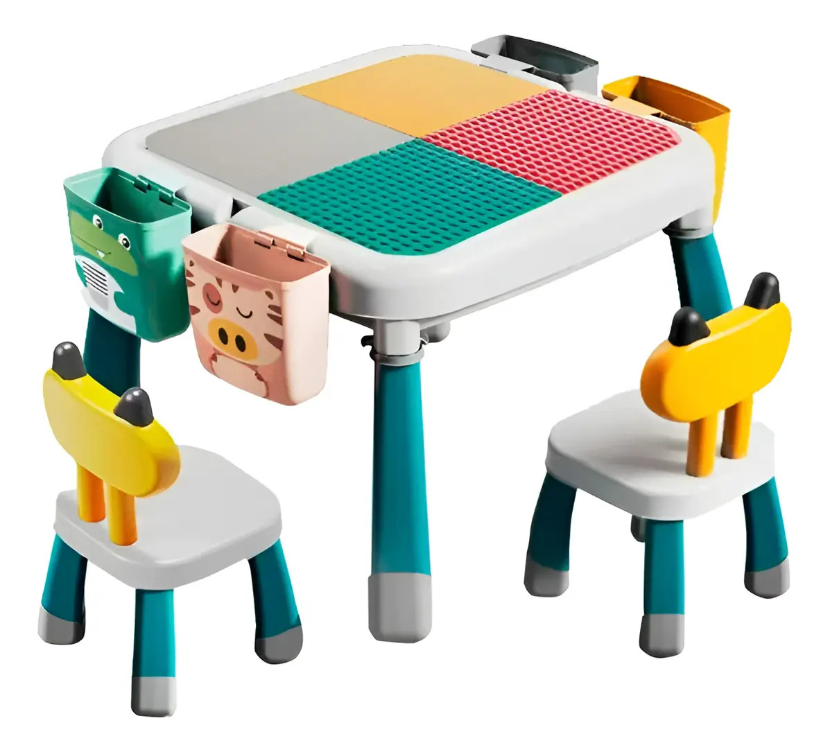 Mesa Infantil Con Tablero Para Lego O Duplo Con 2 Sillas Multicolor