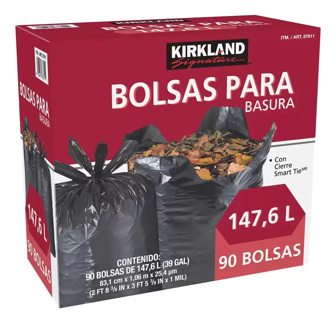Kirland Signature, Bolsas De Basura De Plástico 90 Pzs Msi