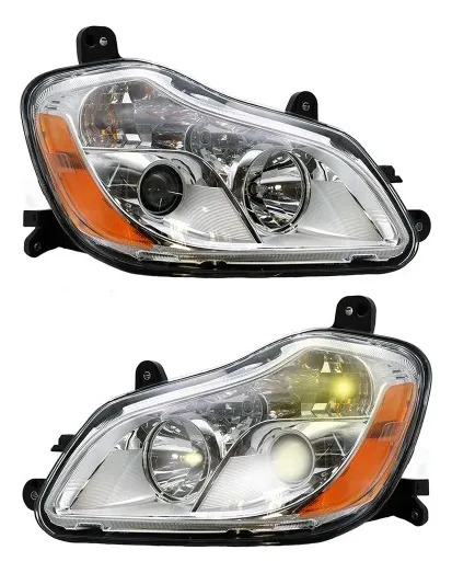 Faros Para Kenworth T680 2013-2021 Haló Cromados Blancos Cromados Con Blanco